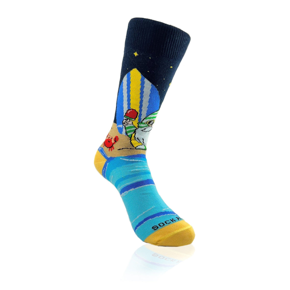Gnome Surfer Socks from the Sock Panda (Adult Small - Shoe Sizes 2-5), GnomeSurferSm