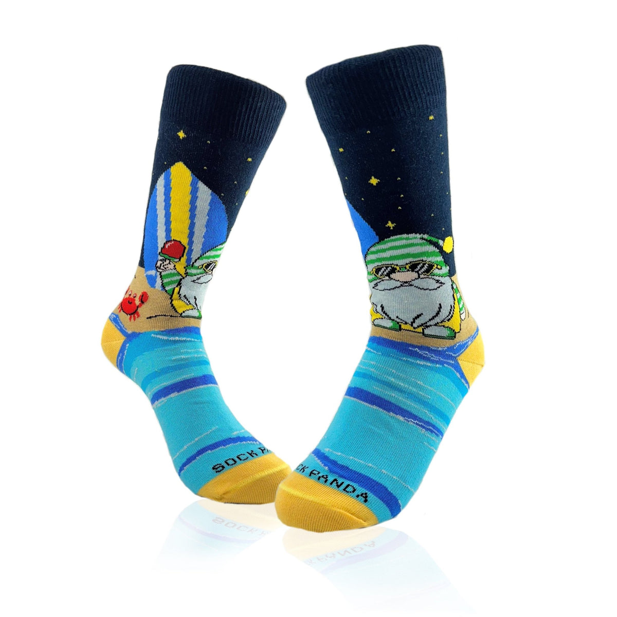 Gnome Surfer Socks from the Sock Panda (Adult Small - Shoe Sizes 2-5), GnomeSurferSm