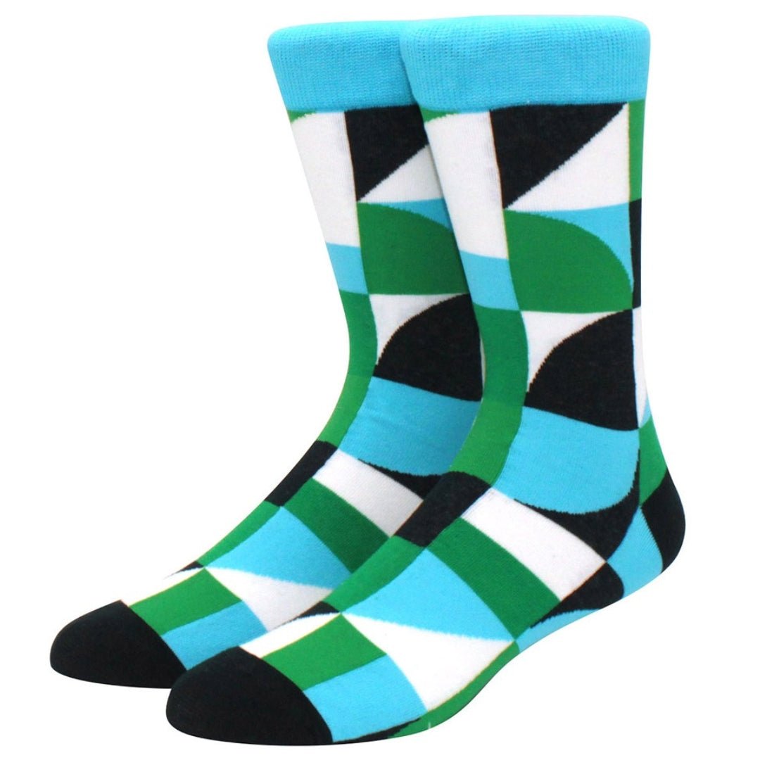 Green Abstract Geometric Pattern Socks from the Sock Panda (Adult Large), GrAbsGeoLg