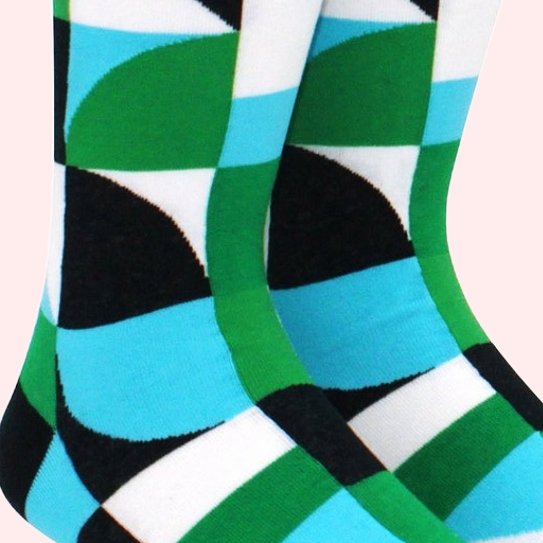 Green Abstract Geometric Pattern Socks from the Sock Panda (Adult Large), GrAbsGeoLg