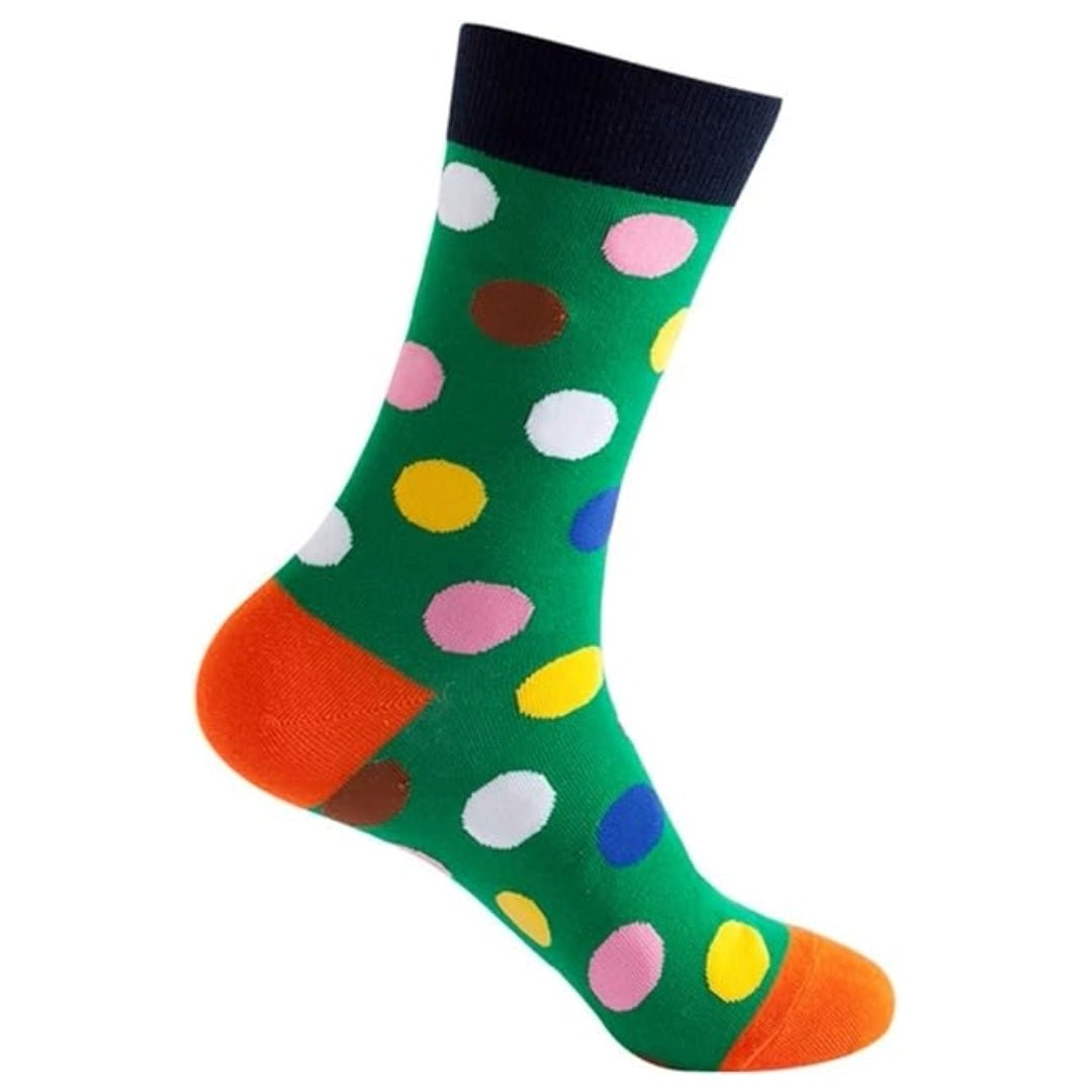 Green Colorful Polka Dot Socks from the Sock Panda (Adult Medium), ColorGreenPolksMd