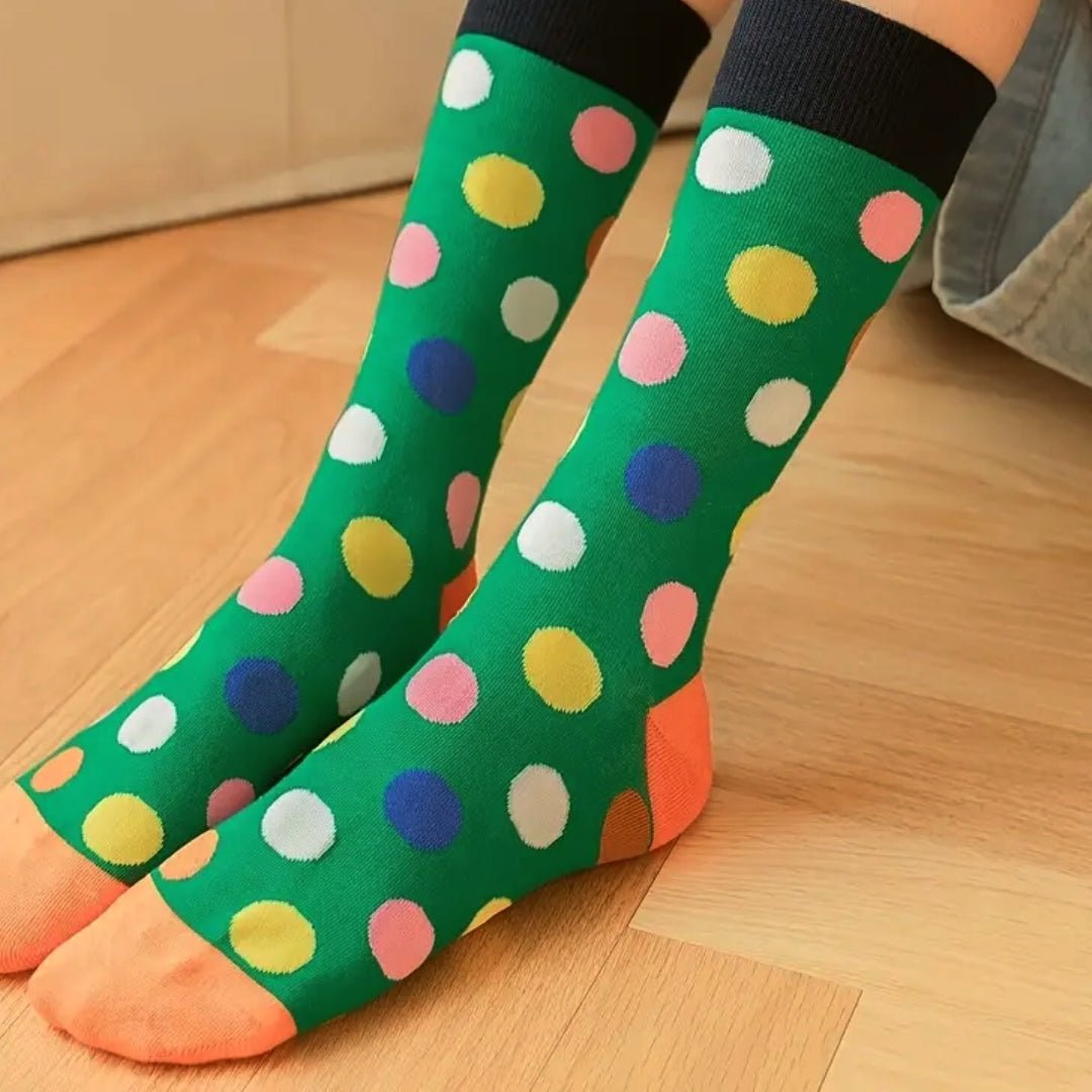 Green Colorful Polka Dot Socks from the Sock Panda (Adult Medium), ColorGreenPolksMd