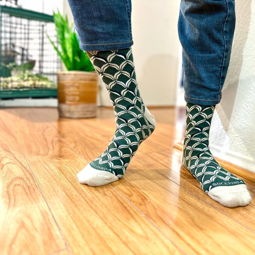Green Dragon Scale Patterned Socks from the Sock Panda, DragonScaleLg