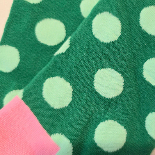 Green Polka Dot Socks from the Sock Panda (Adult Large - Men's Shoe Sizes 8 - 12)