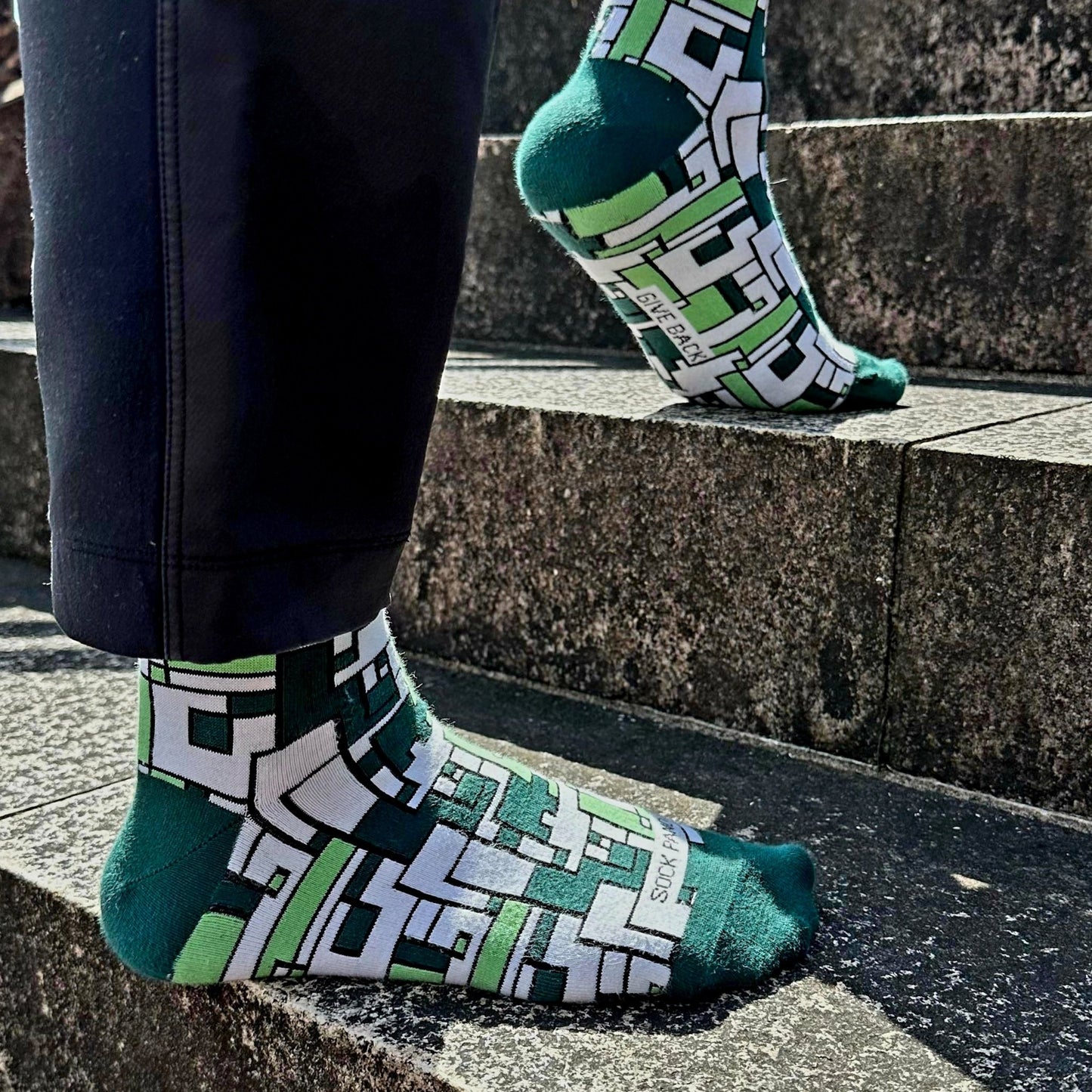 Green Tetris Patterned Office Socks from the Sock Panda