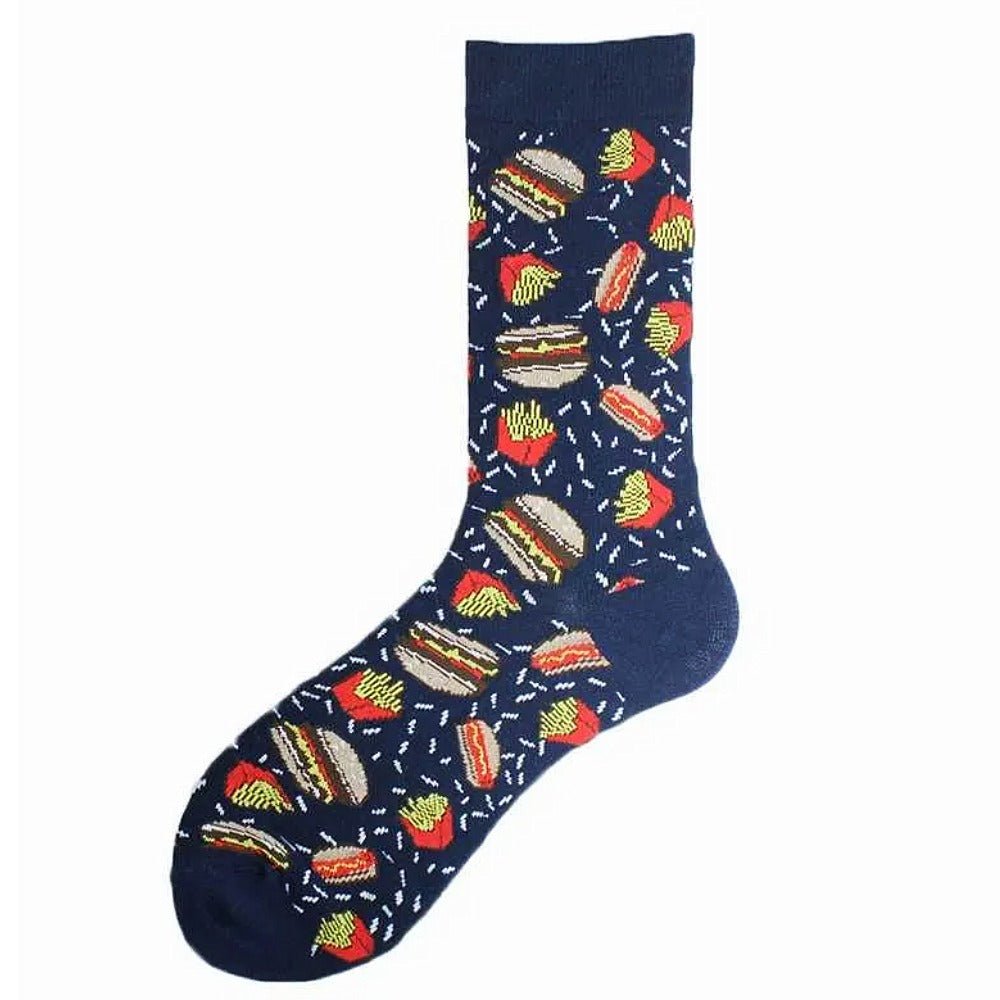 Hamburger, Hot Dog, Fries Socks from the Sock Panda (Adult Large) BurgerAMericaLg
