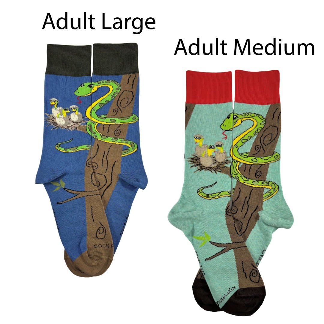 Happy Tree Snake with Babies Socks from the Sock Panda, TreeSnakeLg