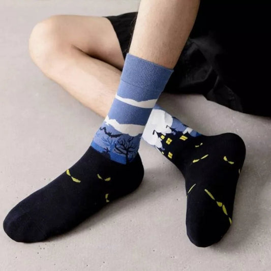 Haunted House by the Moon Socks (Adult Large - Men's Shoe Sizes 8 - 12)