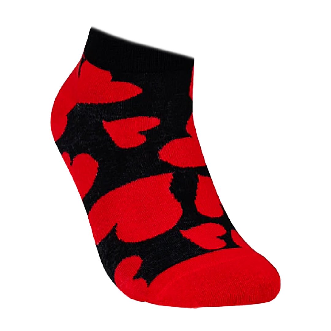 Heart Patterned Ankle Socks (Adult Medium - Women's Shoe Sizes 5-10), Blk-Heart-Ankle