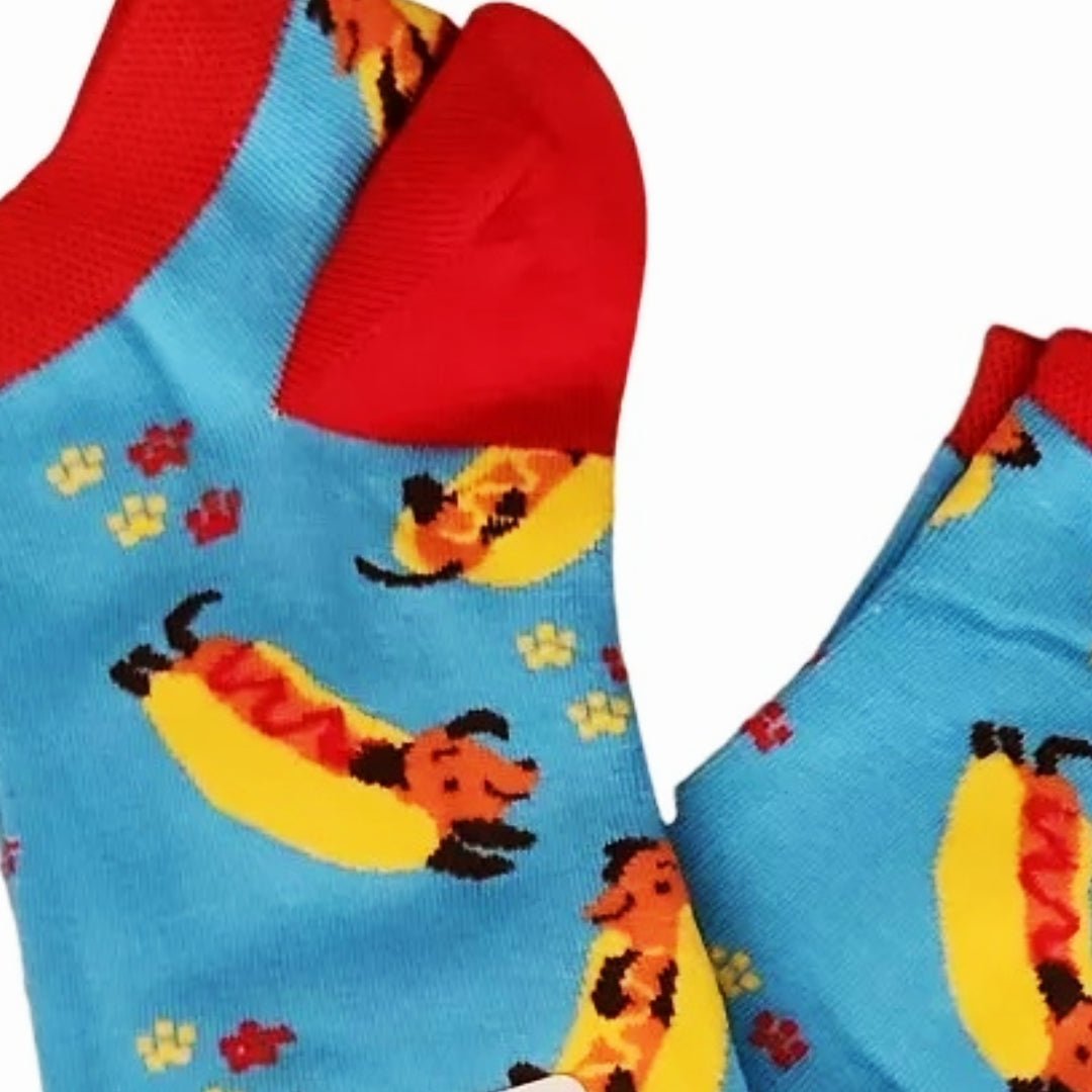 Hot Dog from the Sock Panda (Adult Medium - Women's Shoe Sizes 5-10), HotDogsPattAnkMd