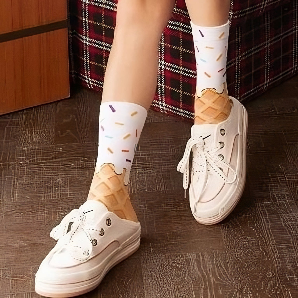 Ice Cream Cone Socks (Adult Medium - Women's Shoe Sizes 5-10), IceConeMD