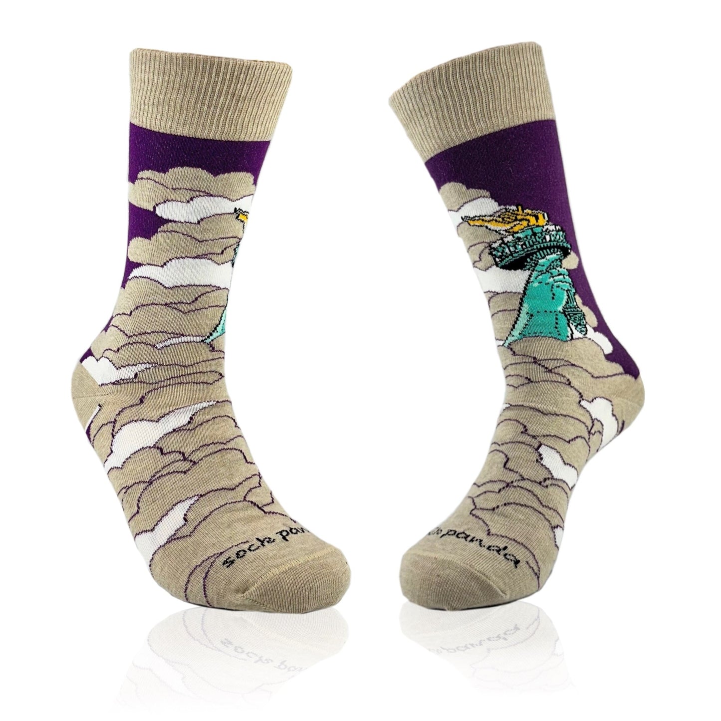 Lady Liberty Rises Above the Clouds Socks from the Sock Panda