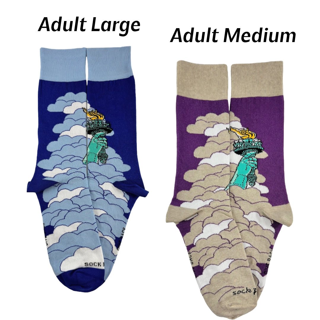 Lady Liberty Rises Above the Clouds Socks from the Sock Panda, LadyLibertyLg