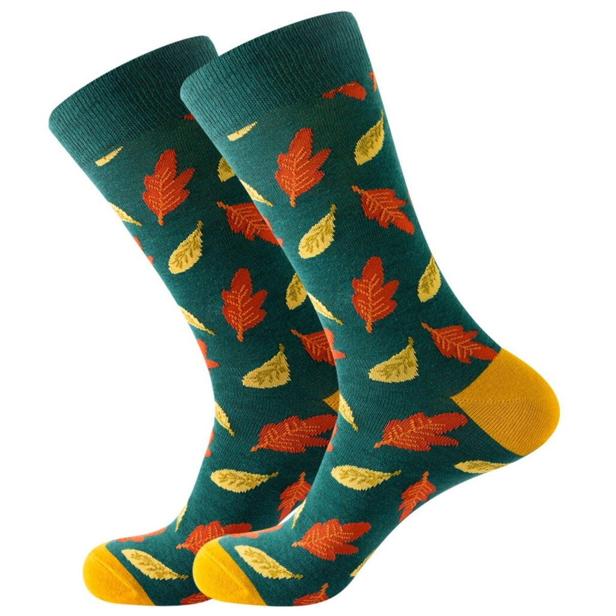 Leaf Socks from the Sock Panda (Adult Large - Men's Shoe Sizes 8-12), GreenFallLeafLg