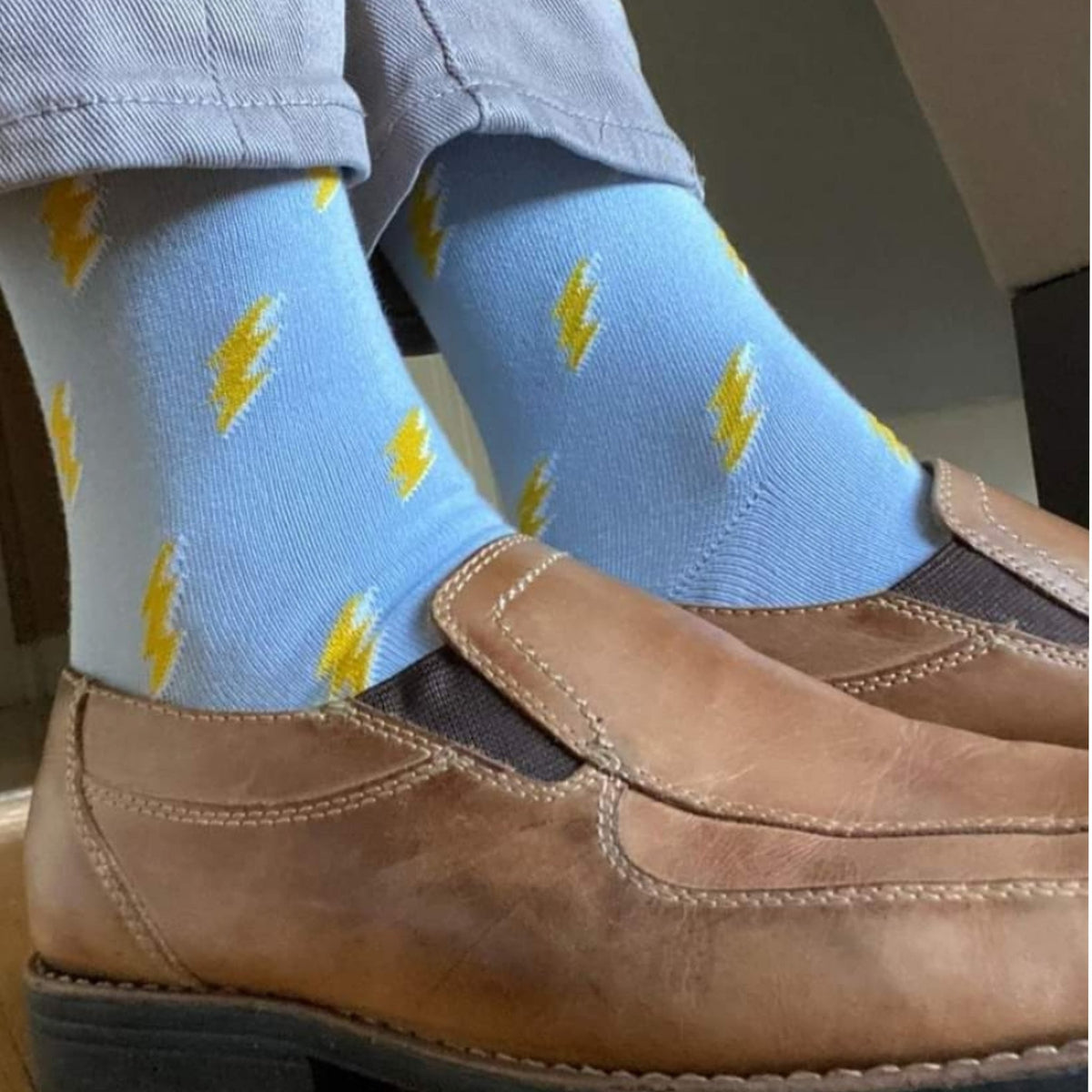 Lightning Bolt Patterned Socks from the Sock Panda (Adult Large - Men's Shoe Sizes 8-12), LightBotlLg