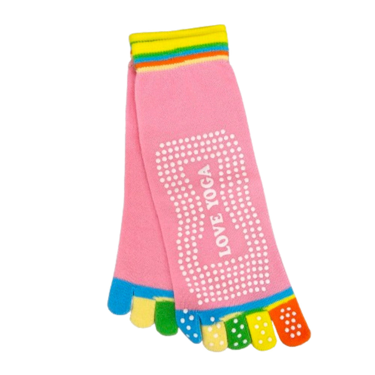 Love Yoga Rainbow Pink Toe Socks (Adult Medium - Women's Shoe Sizes 5-10), LoveYogaPiMd