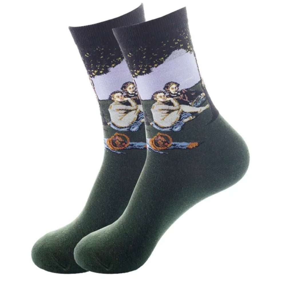 Luncheon On the Grass Manet Famous Art Socks, LunchArtLg