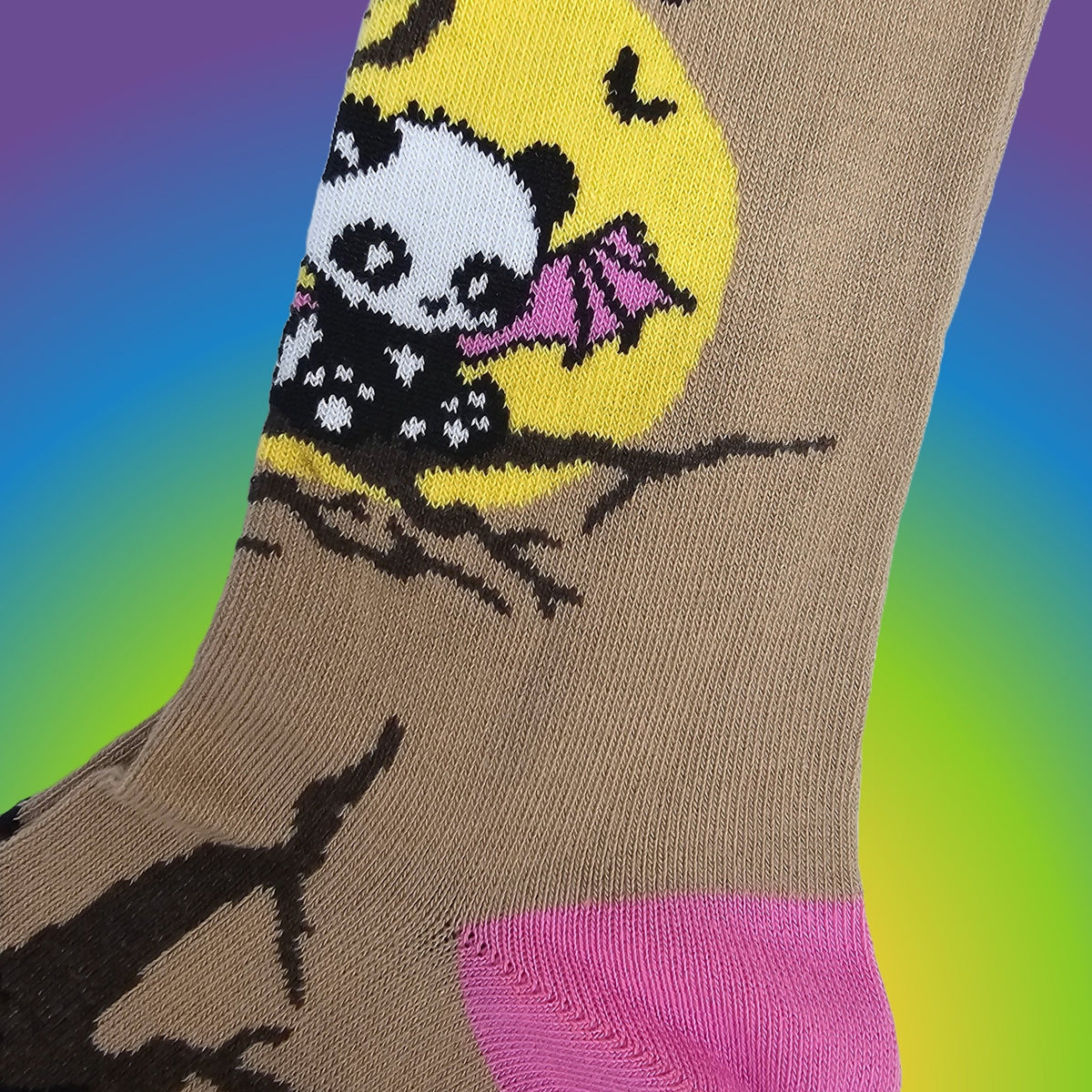 Majestic Bat Panda Sitting in a Tree Socks from the Sock Panda, Bat Panda