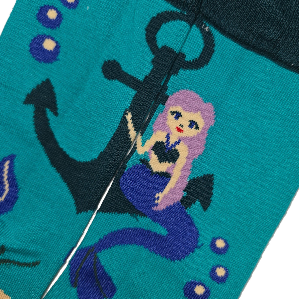 Mermaid Sitting on an Anchor Socks (Adult Medium - Women's Shoe Sizes 5-10), Mermaid