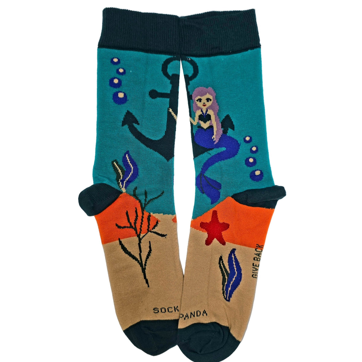 Mermaid Sitting on an Anchor Socks (Adult Medium - Women's Shoe Sizes 5-10), Mermaid