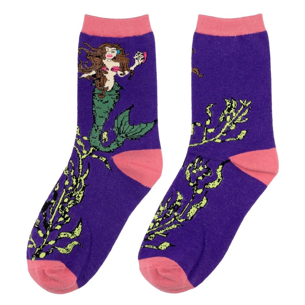 Mermaid Socks from the Sock Panda (Adult Medium - Women's Shoe Sizes 5-10), PurpleMermaidMd