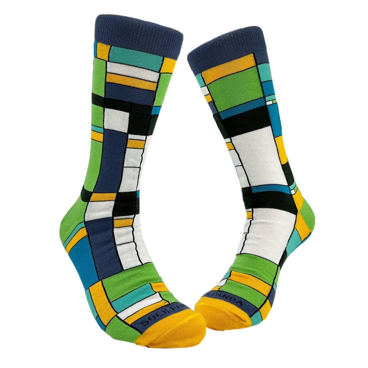 Mondrian Style Block Art Socks from the Sock Panda (Adult Large - Men's Shoe Sizes 8-12), GrMondrianLg