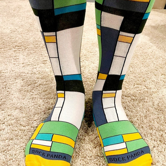 Mondrian Style Block Art Socks from the Sock Panda (Adult Large - Men's Shoe Sizes 8 - 12)