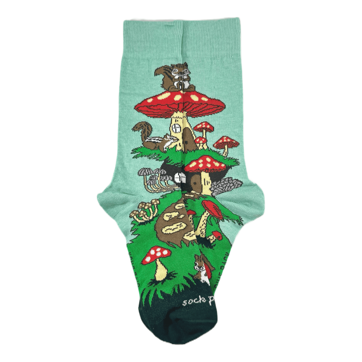 Mushroom Squirrel Home Socks from the Sock Panda (Adult Medium - Women's Shoe Sizes 5-10), MushSquirrelMd