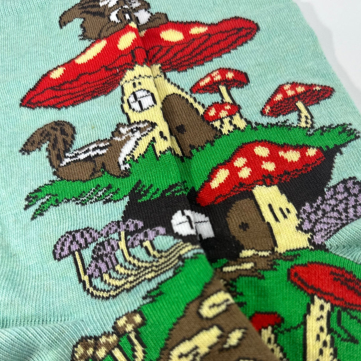 Mushroom Squirrel Home Socks from the Sock Panda (Adult Medium - Women's Shoe Sizes 5-10), MushSquirrelMd