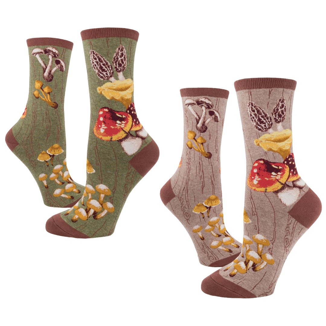 Mushroom Women's Crew Socks (Adult Medium - Women's Shoe Sizes 5-10), MushroomModMd-green