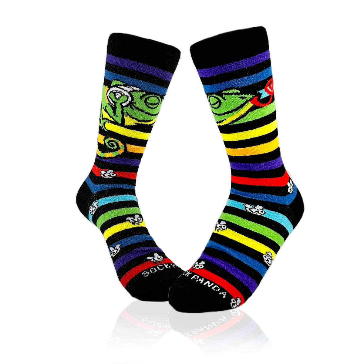 Musical Chameleon Socks from the Sock Panda (Adult Small - Shoe Sizes 2-5), ChameleonSm