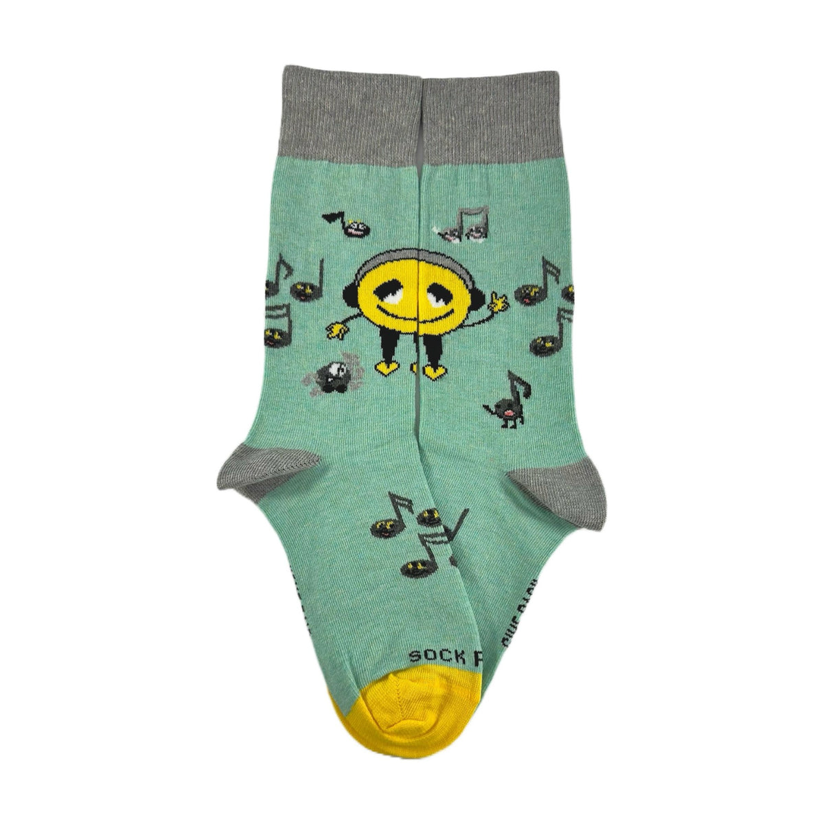Musical Smiley Emoji Sock from the Sock Panda (Adult Small - Shoe Sizes 2-5), MusicEmojiSm