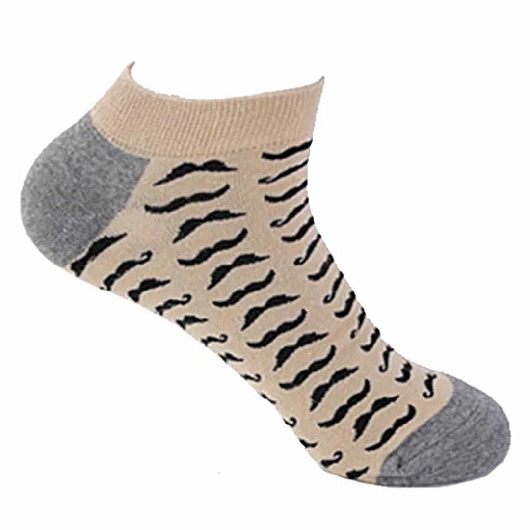 Mustache Pattern Ankle Socks (Adult Large - Men's Shoe Sizes 8-12), Mustache Ankle