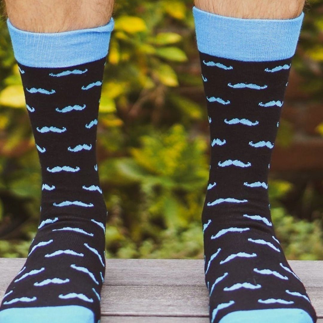 Mustache Pattern Socks from the Sock Panda (Adult Large - Men's Shoe Sizes 8-12), TealMustLg