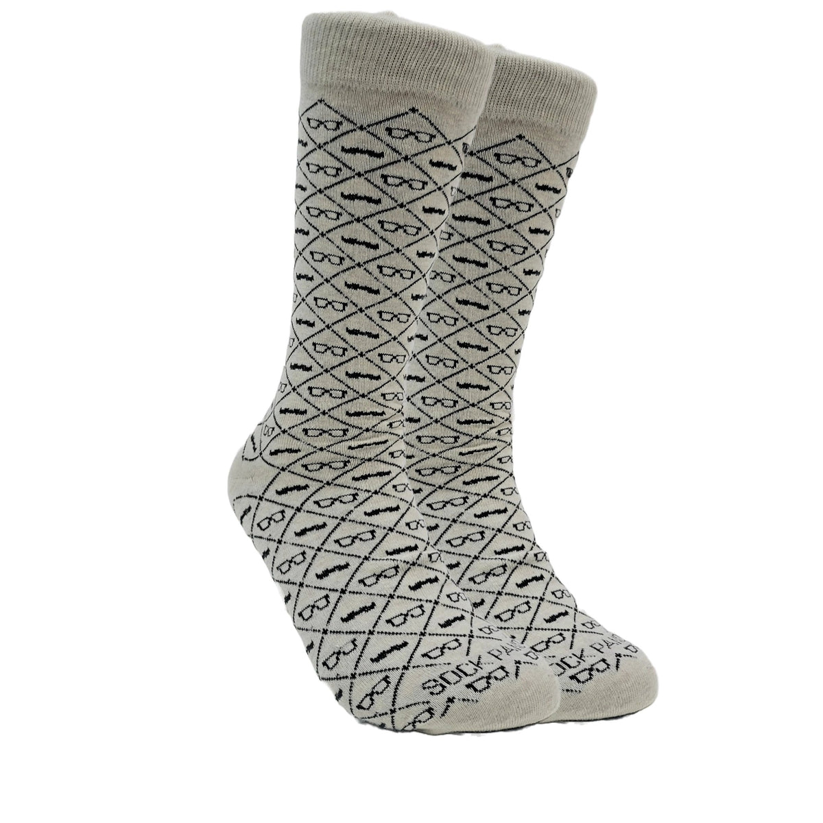 Mustaches and Glasses Argyle Pattern Socks (Adult Large - Men's Shoe Sizes 8-12), MustacheArgyleLg