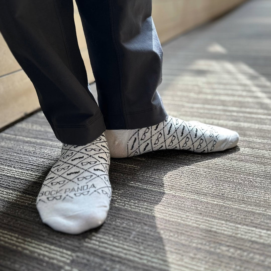 Mustaches and Glasses Argyle Pattern Socks (Adult Large - Men's Shoe Sizes 8-12), MustacheArgyleLg