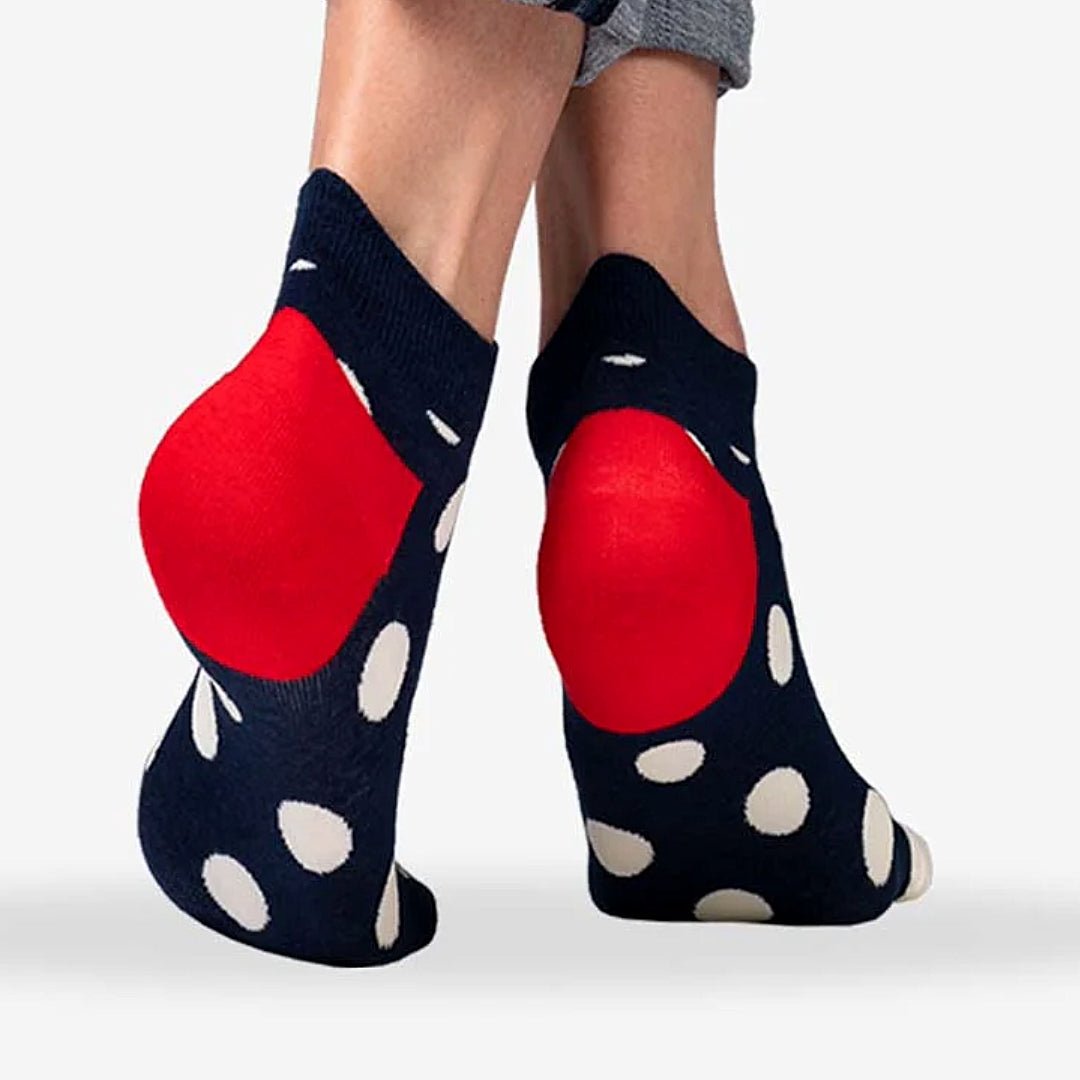 Navy Blue with White Polka Dots Ankle Socks (Adult Medium - Women's Shoe Sizes 5-10), NvBlPolkaAnkMd