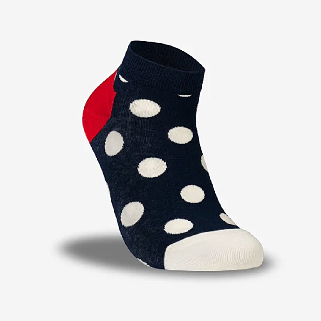 Navy Blue with White Polka Dots Ankle Socks (Adult Medium - Women's Shoe Sizes 5-10), NvBlPolkaAnkMd