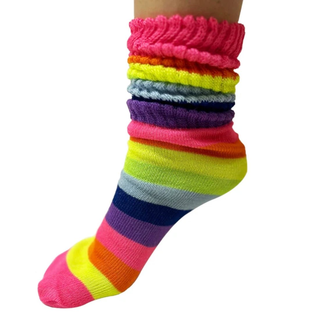 Neon Rainbow Slouch Socks (Adult Medium), NeonSlouchMD