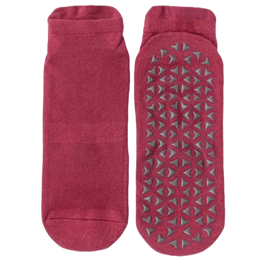 Non-Slip Fitness Ankle Socks from the Sock Panda (Adult Medium - Women's Shoe Sizes 5-10), NoSlipFitRed