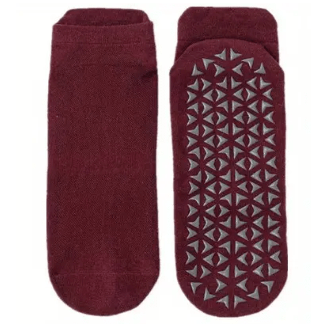 Non-Slip Fitness Ankle Socks from the Sock Panda (Adult Medium - Women's Shoe Sizes 5-10), WineNoSlip