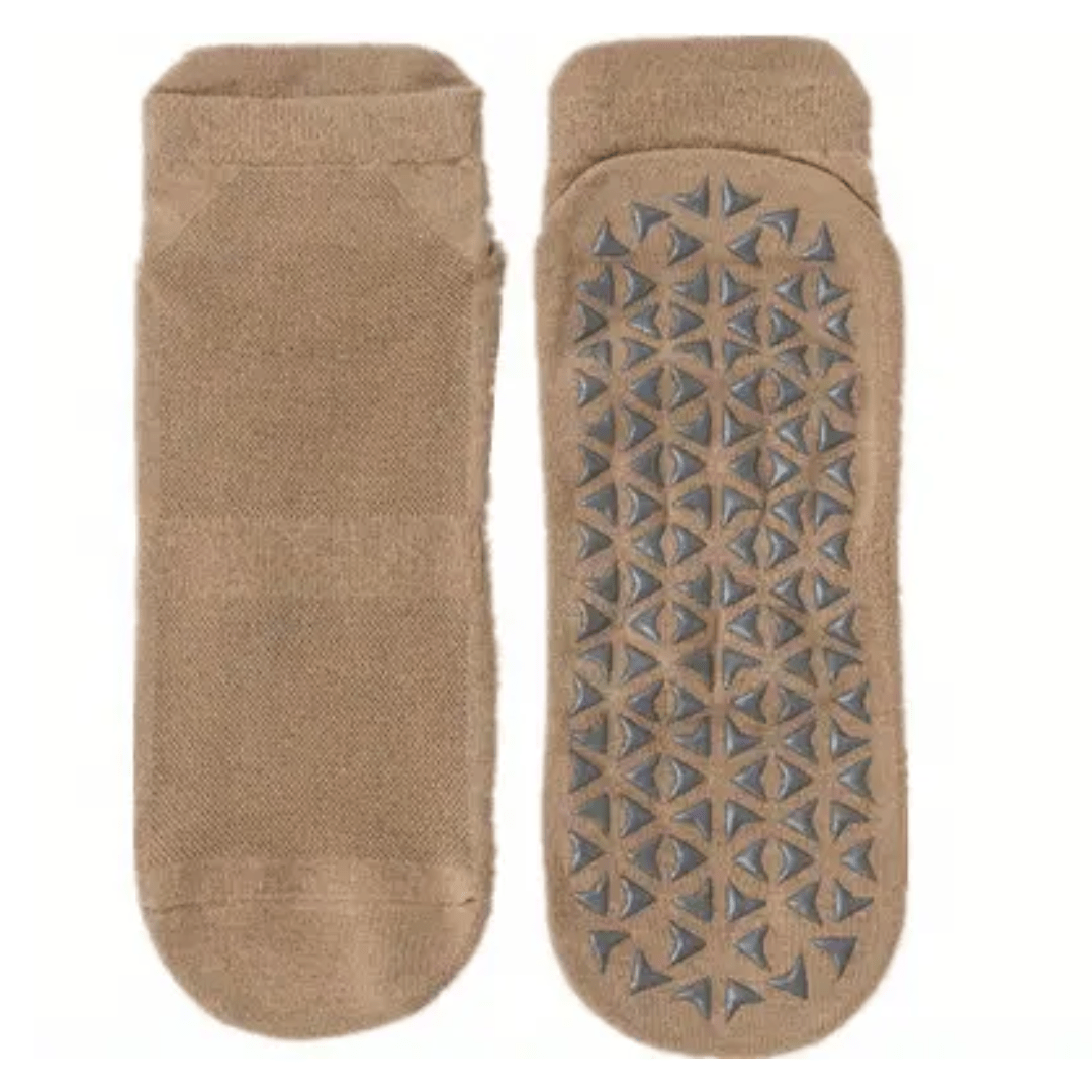 Non-Slip Fitness Ankle Socks from the Sock Panda (Adult Medium - Women's Shoe Sizes 5-10), KhakiNoSlip