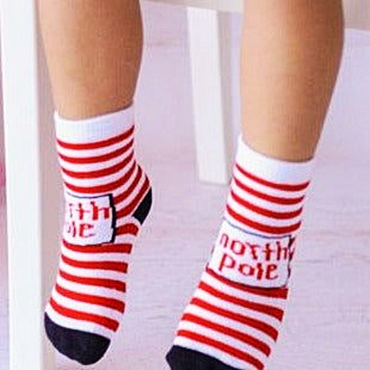 North Pole Striped Kids Socks (Ages 6 mo. to 7 yr) North Md