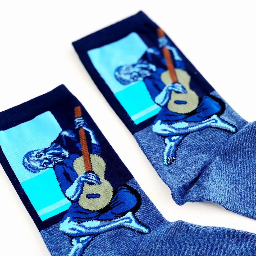 Old Guitarist Picasso Famous Art Socks - Blue, OldGuitarBlueLg