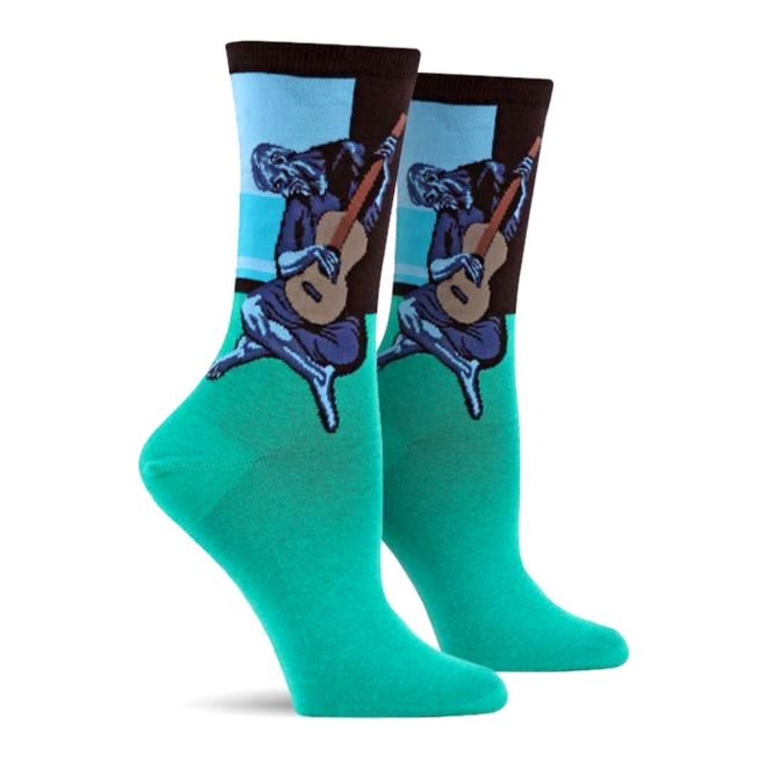 Old Guitarist Picasso Famous Art Socks - Green (Two Sizes), OldGuitarMd