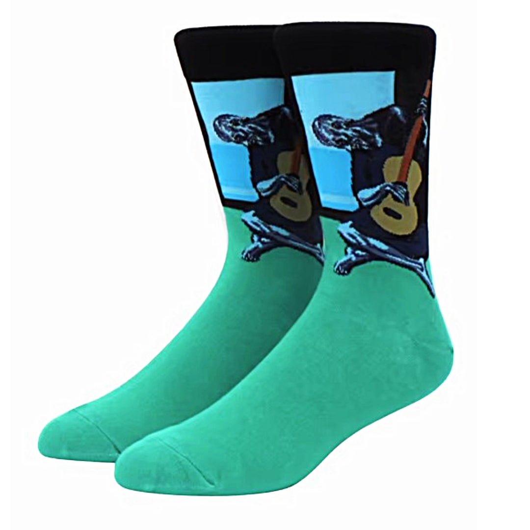 Old Guitarist Picasso Famous Art Socks - Green (Two Sizes), OldGuitarLg