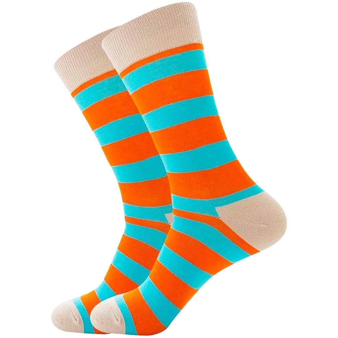 Orange and Blue Striped Socks from the Sock Panda (Adult Large), OrangeBlueStrLg
