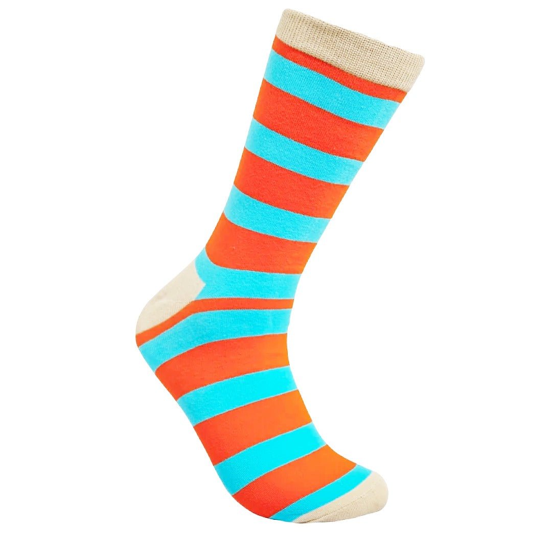 Orange and Blue Striped Socks from the Sock Panda (Adult Large), OrangeBlueStrLg