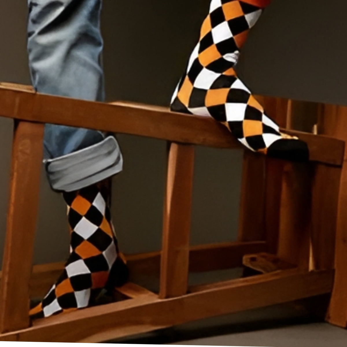 Orange Diamond Argyle Pattern Socks from the Sock Panda, Orange-Diamond