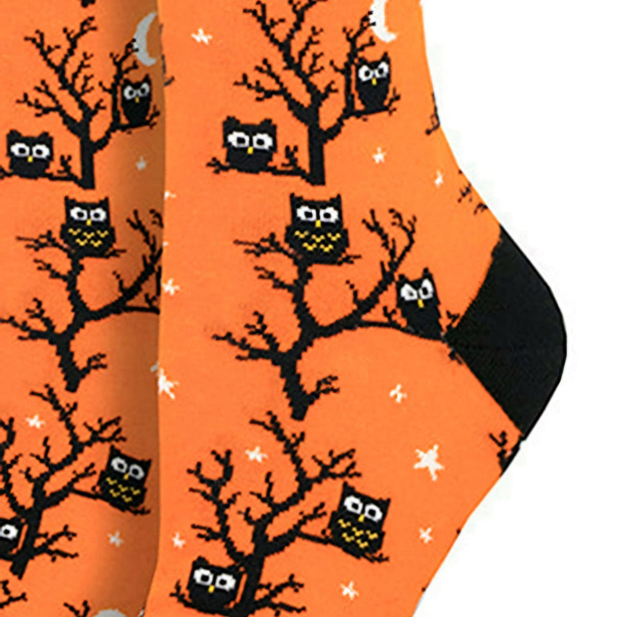 Owls in a Tree Socks from the Sock Panda, TreeOwlsOrangeMd